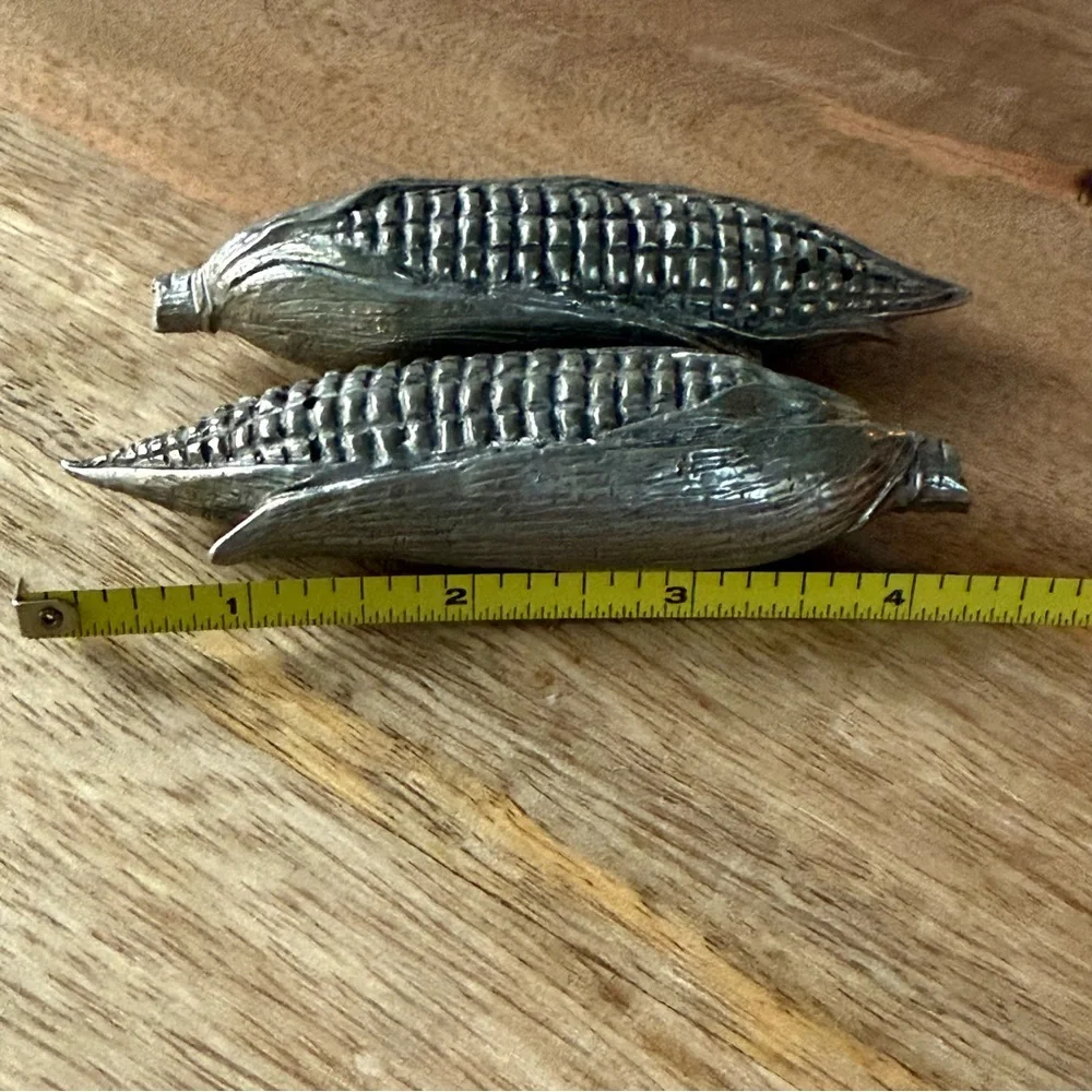 Silver Corn-Shaped Pewter Salt and Pepper Set